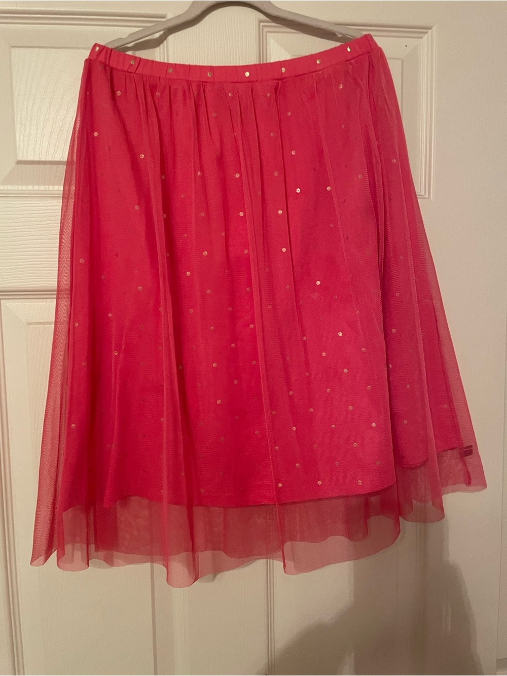 Tommy Hilfiger Hot Pink Tulle Skater Skirt with Gold Dot Accents